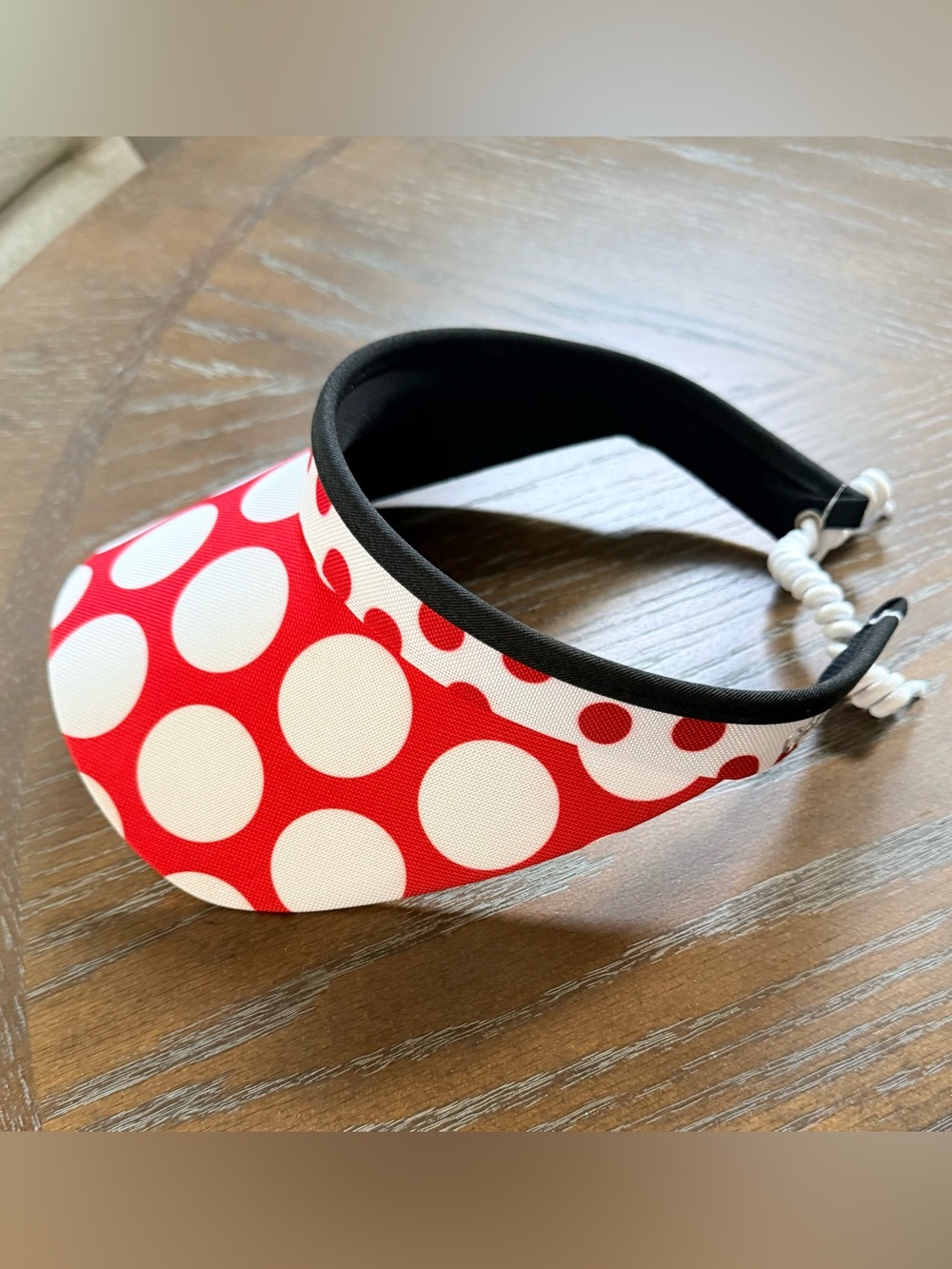 GloveIt Women’s Red/White Polka Dot Sun Visor with Black Trim
